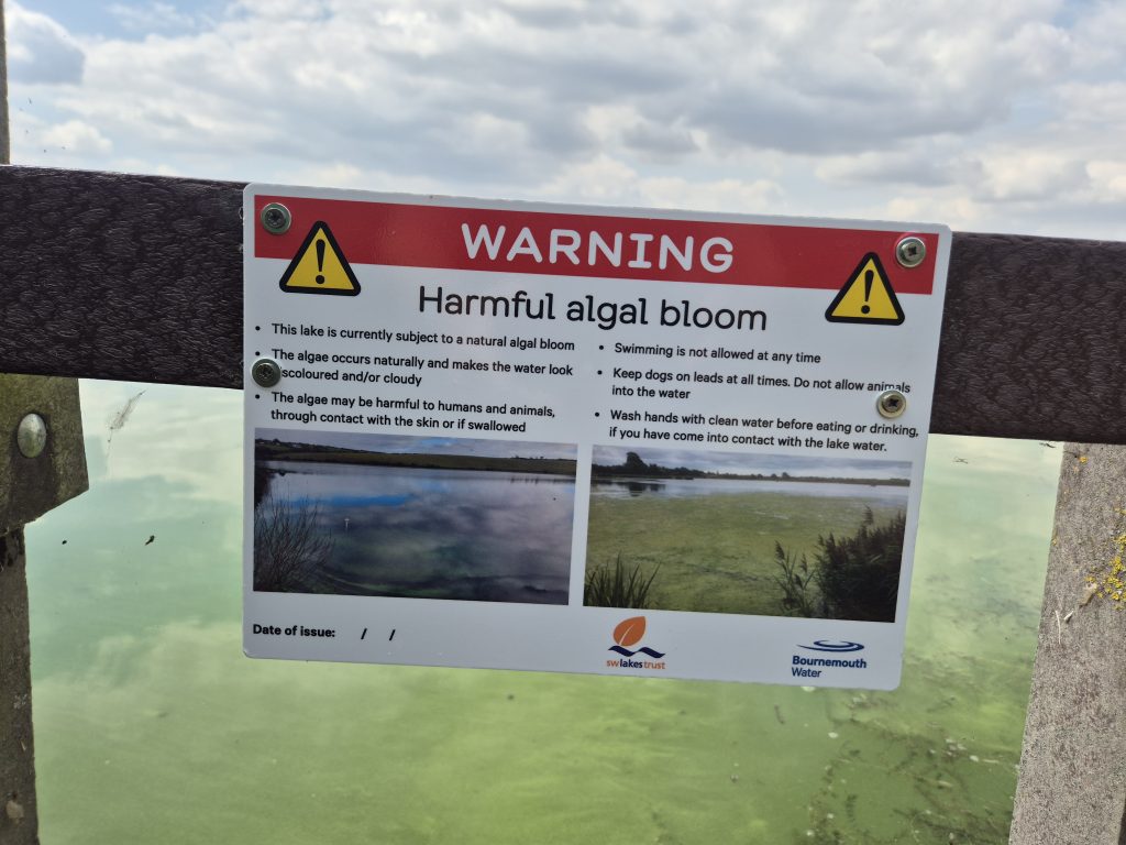 Lake contamination warning sign