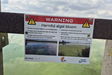 Lake contamination warning sign